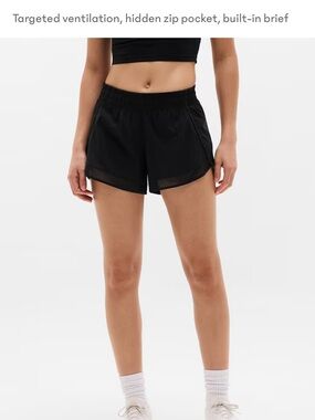 Athleta Black RacerRun Shorts with Mesh 4”